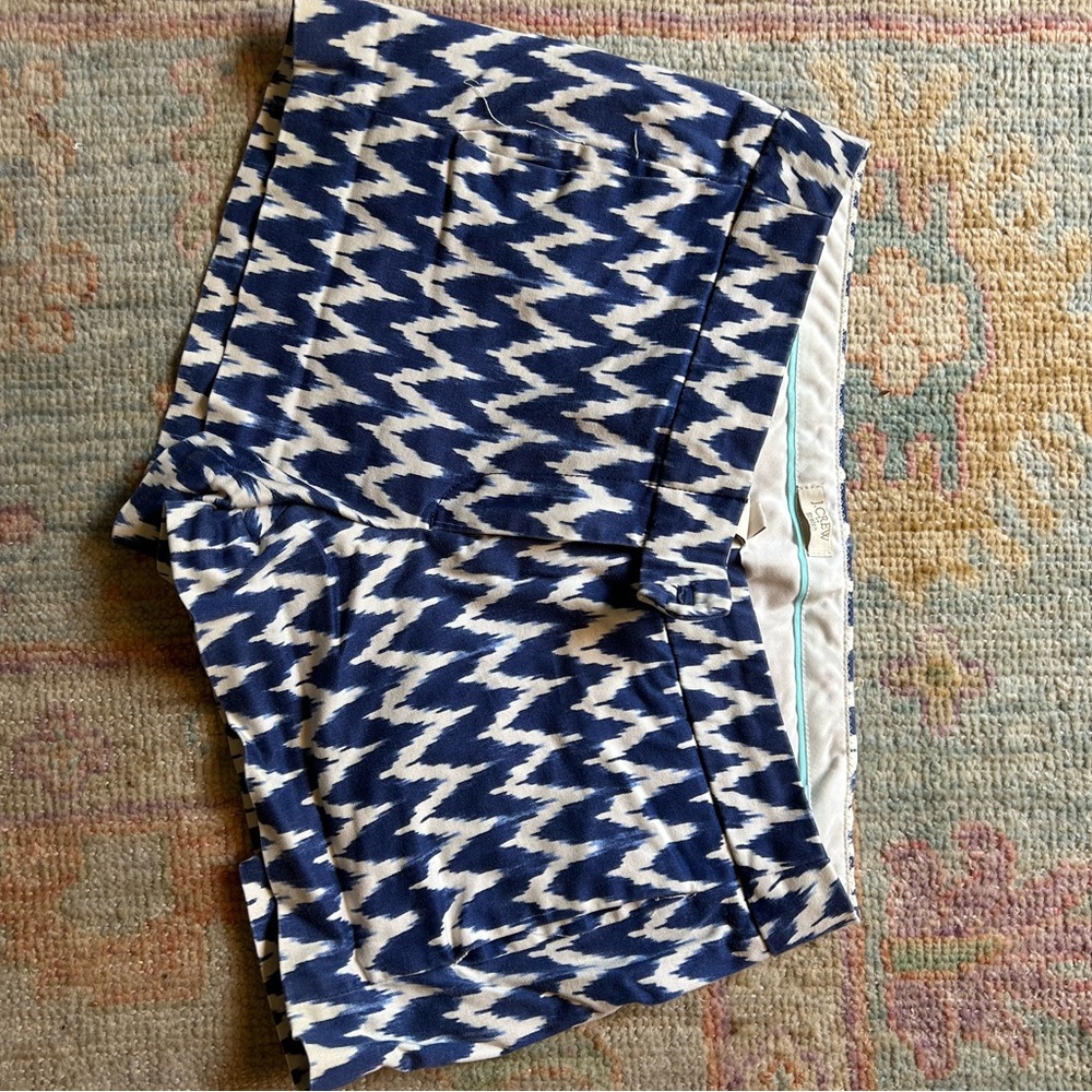 J. Crew navy and white stretch shorts